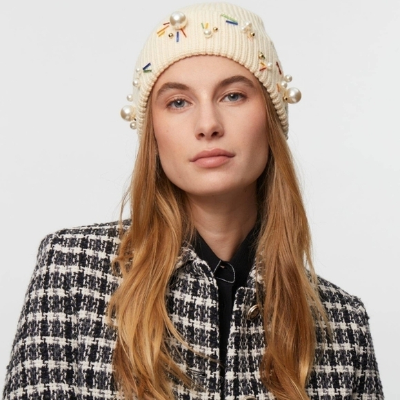 New Lele Sadoughi Pearl Confetti Beanie Hat NWT main image 7
